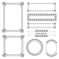 Set of Decorative vintage frames and borders. floral ornamental frame. Calligraphic frame and page decoration. Vector illustration