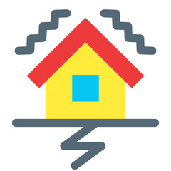 災害、地震を表すカラースタイルのアイコン