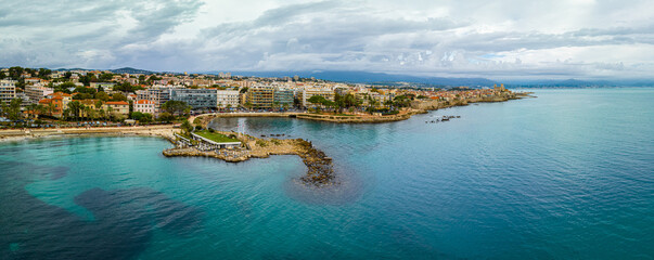Aerial view of Antibes, a resort town between Cannes and Nice on the French Riviera