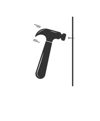 Hammer and nails vector isolated glyph icon stock illustration