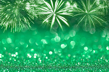 sparkles of Green glitter abstract background. Copy space