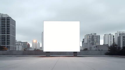Outdoor white canvas billboard background, blank urban outdoor billboard background, billboard vertical