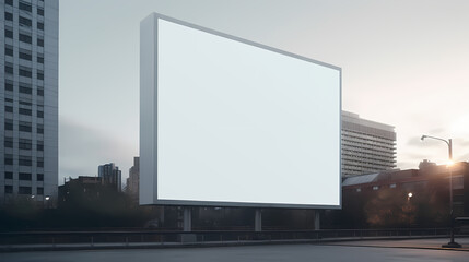 Outdoor white canvas billboard background, blank urban outdoor billboard background, billboard vertical