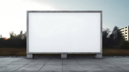Outdoor white canvas billboard background, blank urban outdoor billboard background, billboard vertical
