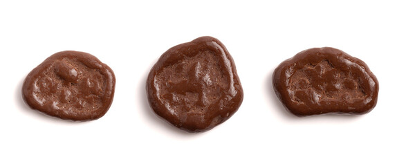 Healthy Chocolate Covered Banana Chips Isolated on a White Background