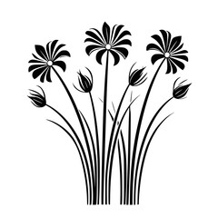 Flower Plant Twig Beautiful Fragrant Blooms Wallpaper Design Abstract Line Art Background Graphic