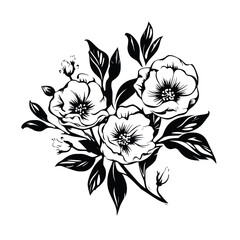 Flower Plant Twig Beautiful Fragrant Blooms Wallpaper Design Abstract Line Art Background Graphic