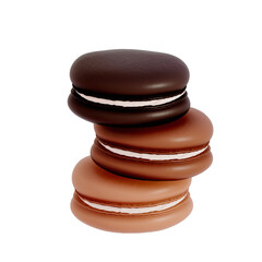 Chocolate Dessert 3D Clipart , set of Chocolate Cookie and cream on a tranparent background . 3D rendering