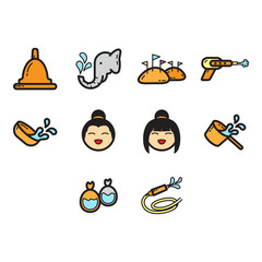 songkran water festival clip art set