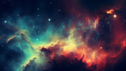 Fototapeta premium Space_watercolor_colorful_background_with_nebula_and