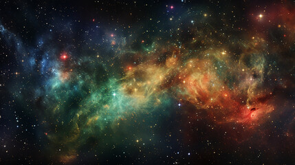Fototapeta premium Space_watercolor_colorful_background_with_nebula_and