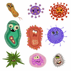 Virus, bacteria, germs, microbe, virus, microorganism, vector illustration