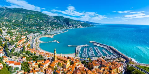 Printed kitchen splashbacks Nice View of Menton, a town on the French Riviera in southeast France known for beaches and the Serre de la Madone garden