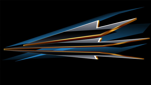 recommend clip art: Automotive art geometric stripe sticker. Truck or car or vehicle abstract stripes. Sharp spear of golden black triangle lines.