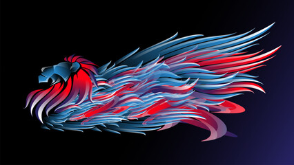 Lion car sticker stripes. Lion's mane hair stripes abstract wallpaper © ismed