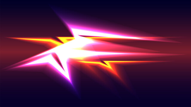 Car lightning sticker stripes. Vehicle body mock up with neon blitz effects