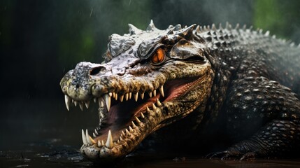 Fototapeta premium angry crocodile background wallpaper ai generated