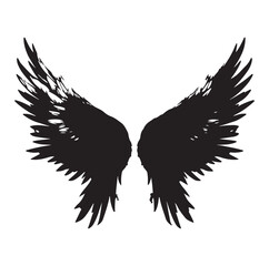 Wings Silhouette Vector On White Background.