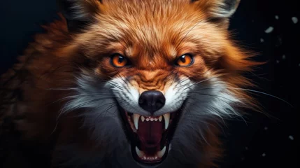 Fotobehang angry fox background wallpaper ai generated © anis rohayati