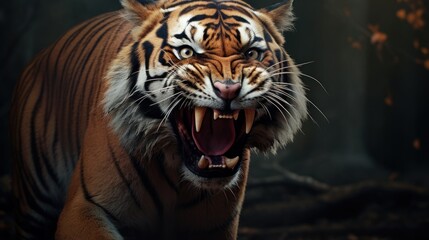 Fototapeta premium angry tiger background wallpaper ai generated