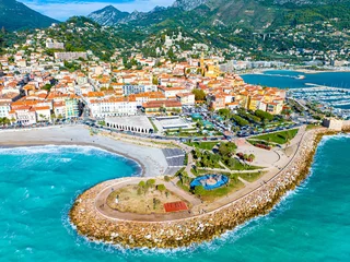 Foto op Canvas View of Menton, a town on the French Riviera in southeast France known for beaches and the Serre de la Madone garden © alexey_fedoren
