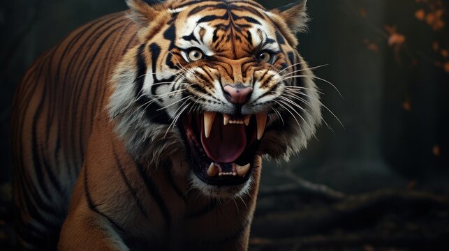 angry tiger background wallpaper ai generated