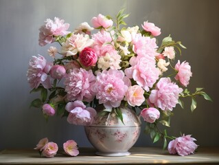 Naklejka na ściany i meble Romantic Peonies Bouquet