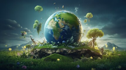 earth day background wallpaper ai generated - obrazy, fototapety, plakaty