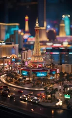 Foto op Aluminium A miniature model of Las Vegas city at nighttime. © Creative_Bringer
