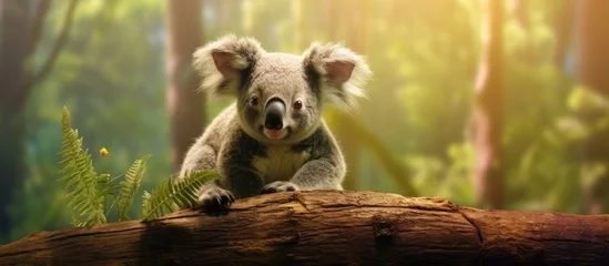Foto op Canvas In the heart of Australias diverse wildlife lies the majestic Koala, a native marsupial often mistaken for a bear due to its cuddly nature and lovable appearance. © AkuAku