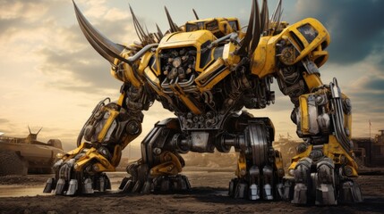 heavy equipment transformers background wallpaper ai generated