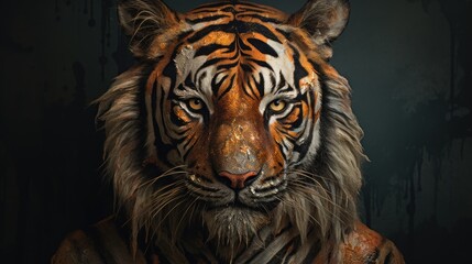 tiger face head background wallpaper ai generated - obrazy, fototapety, plakaty
