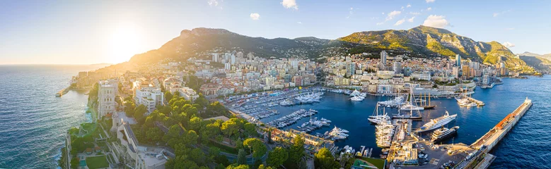 Foto op Canvas Sunset view of Monaco, a sovereign city-state on the French Riviera, in Western Europe, on the Mediterranean Sea © alexey_fedoren