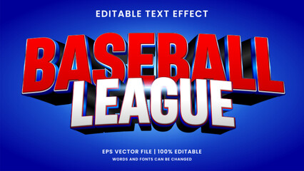 Fototapeta premium Baseball league 3D editable text effect