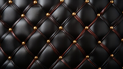 Ornate black leather background - elegant stitching - background