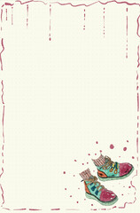 Beige background pattern schedule paper plan painting illustration shoes 