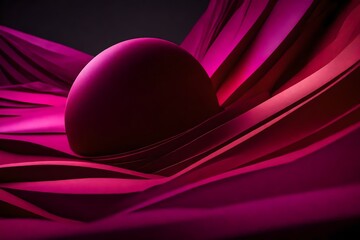 An abstract 3D sculpture blending AMARANTH PINK, RUBINE RED, and CAFE NOIR hues. The textures and lighting appear remarkably realistic, like an HD camera shot.