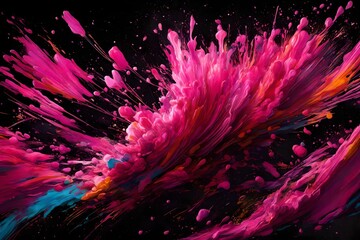 Magenta explosions of color painting the black canvas.