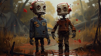 zombie robot background wallpaper ai generated