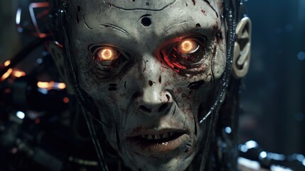 zombie robot background wallpaper ai generated