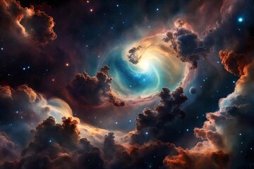 Fototapeta premium A mesmerizing and otherworldly space nebula with a dreamlike atmosphere.