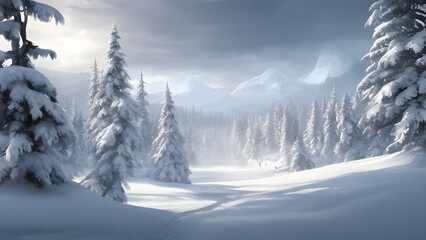 Fototapeta na wymiar Mountain, covered with snow | Find tree | Chirstmas | Samsung Frame Tv Art | 3840x2160 