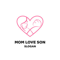 Obraz premium Mom baby child mother with hearth love logo graphic