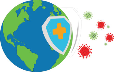 Earth and shield Fights viruses.