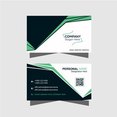 Green, white color business card or visiting or calling card vector design. Simple modern corporate business card layout for brand, company with presentation.