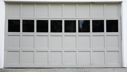 garages on a peaceful suburban street, showcasing modern living and convenience