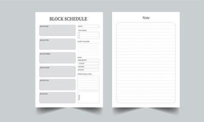 Daily Block Schedule Editable Planner KDP Interior