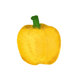 juicy ripe yellow sweet bell pepper watercolor ilustration