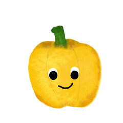 juicy ripe yellow sweet bell pepper watercolor ilustration