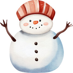Watercolor snowman illustration for Christmas
